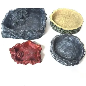 Premium Reptile Water & Food Basin - 9” Natural Rock Style Bowl for Turtles, Tortoises, Lizards, and Snakes! Perfect Pet Habitat Accessory
