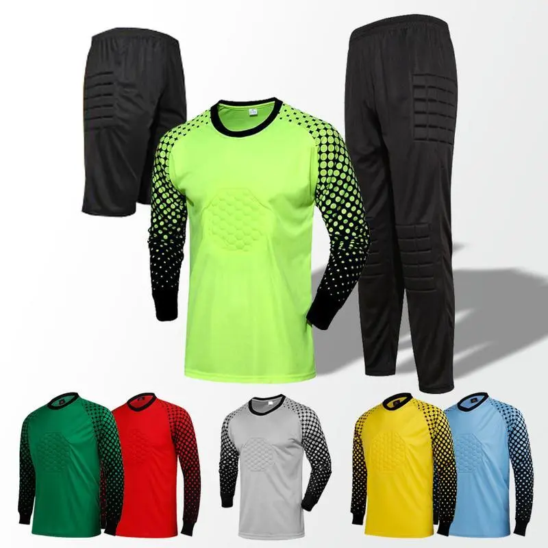 Football Goalkeeper Kit Adult Kids Long Sleeve Foam Padded Match Training Goalkeeper Jersey Football Goalkeeper Kit Adult Kids Long Sleeve Foam Padded Match Training Goalkeeper Jersey