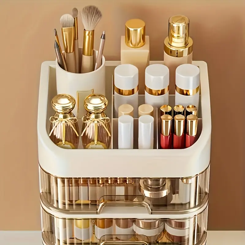 Five-layer makeup storage box, light-colored versi