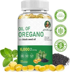 Oregano Oil 6000 mg (per serving) with Black Seed Oil —Non-GMO &Gluten Free Formula—Immune Repair, Detox, Anti-Inflammatory, Eases Bloating — 120 Count