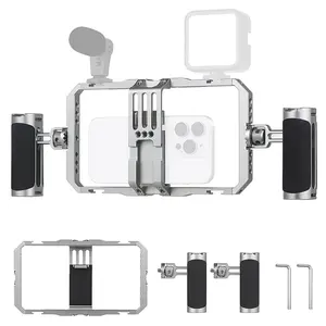 Smartphone Video Rig with Stabilizer & Handles - Portable Handheld Film System Compatible for iPhone/Android Phones, Vlogging Equipment for Videographers, YouTube, Streaming, Wedding & Event Videography