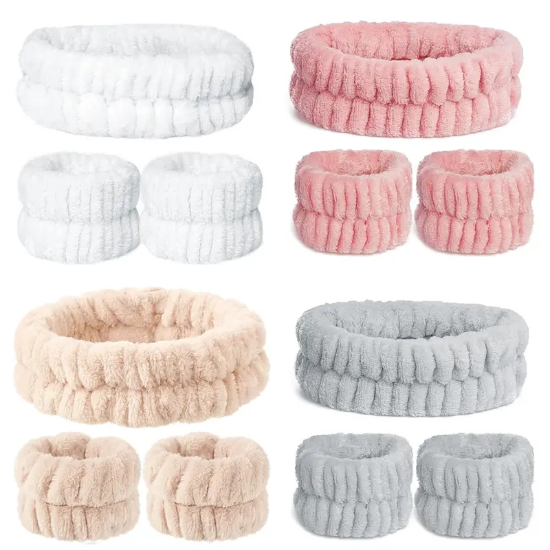 Women's 2-Piece Cute Headbands Set - Fashion Hair Accessories, Basic Everyday Casual Hair Accessory for Beauty Enthusiasts, Includes Headband and Wrist Washband for Face Washing, Makeup Time