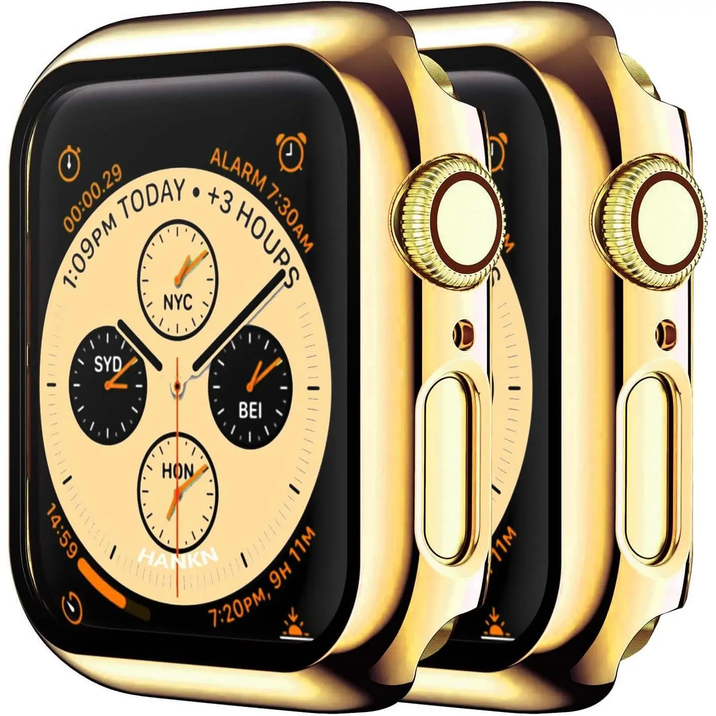 2-Pack Apple Watch Hard Case with Tempered Glass Screen Protector, Plated Finish PC Shell Accessory for Series 6/5/4/SE 40mm, Wearable Ultra-Thin Shockproof Bumper Cover with Precise Cuts for Full Protection, Gold (2 Pieces), Protective, Accessories