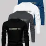 Men's 4-Pack Long-Sleeve Graphic Tees Crewneck, Casual Fitted Tops for Fall and Winter, Versatile Everyday Basic Tees