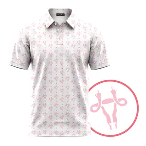[SHIP FROM US] Pink Ribbon Finger Golf Polo Shirt – Funny Hand Graphic Polo for Men, Casual Summer Outfit, Novelty Gift