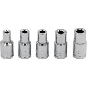 5Pcs E Torx Star Female Bit Socket Set 1/4" Drive E4 -E8