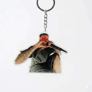 Beiberchella JB Graphic Concert Heart Acrylic Keychain, Vintage 2000s Pop Nostalgic Keychain