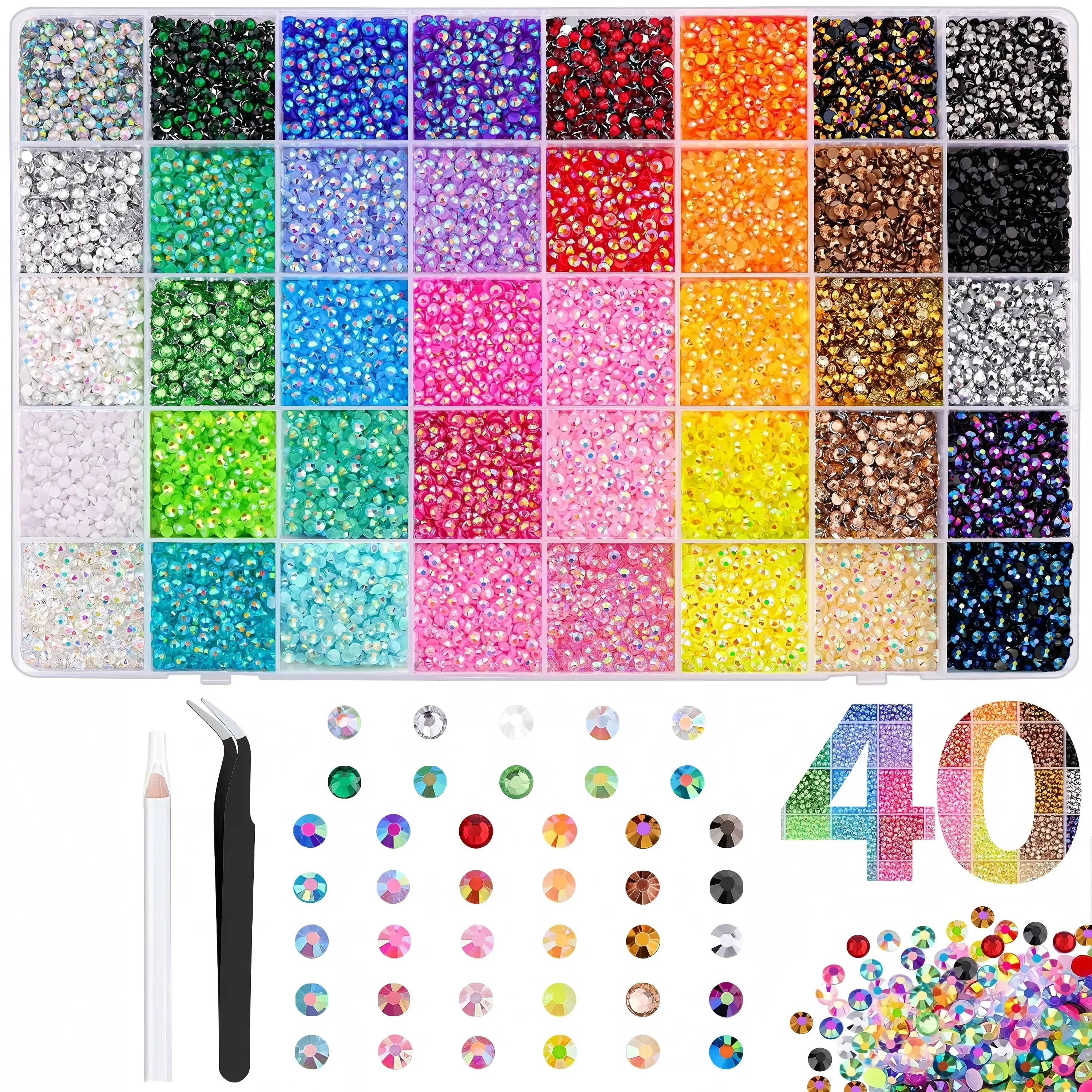 3mm Flatback Jelly Resin Decor Set, 40000 Pieces Multi Shades Bling Craft Accessories, Multipurpose Bedazzling Supplies for Shoes, Book Design, Nail Art & Handmade Craft Projects