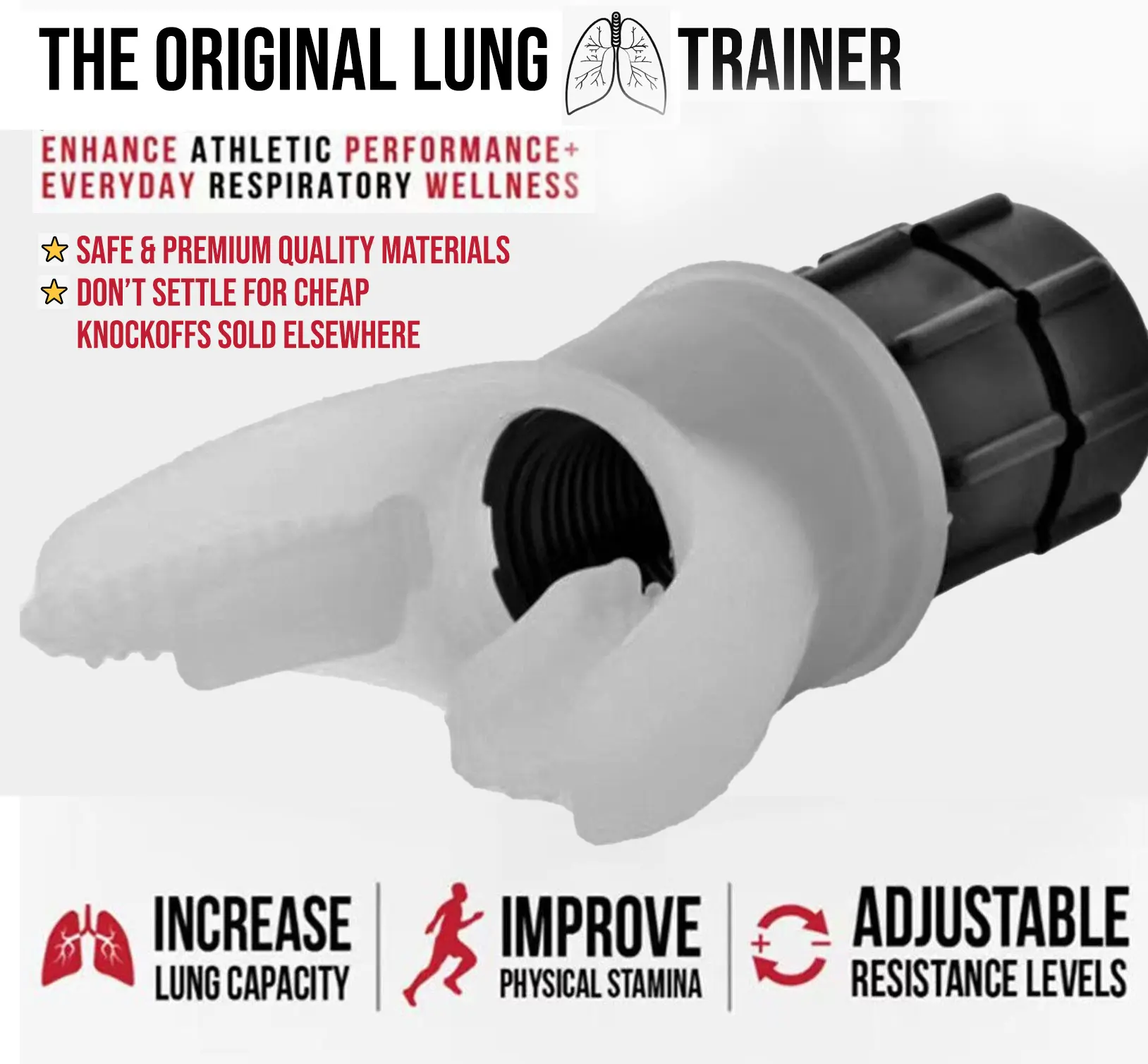 The Lung Trainer - Breathing Exercise Device Lung Muscle Spirometer Respiratory Therapy