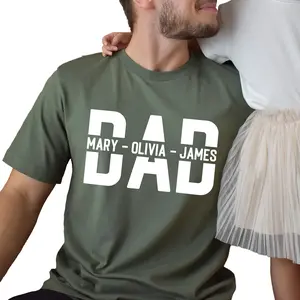 Men's Short-Sleeve Casual T-Shirt - MAPTEES Custom Dad Graphic Top, Personalized Kid's Name Daddy Tee, New Dad Gift for Husband (Father's Day, Birthday), Shortsleeve, Tshirt