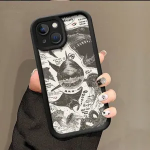 A matte phone case with a shark and devil fish pattern, suitable for iPhone 17 Air/16 Plus/15 Pro Max/14 Pro/13/12/11/XS Max/X phone case, an ideal choice for holiday gifts for family, friends, lovers, boyfriends, girlfriends TY474