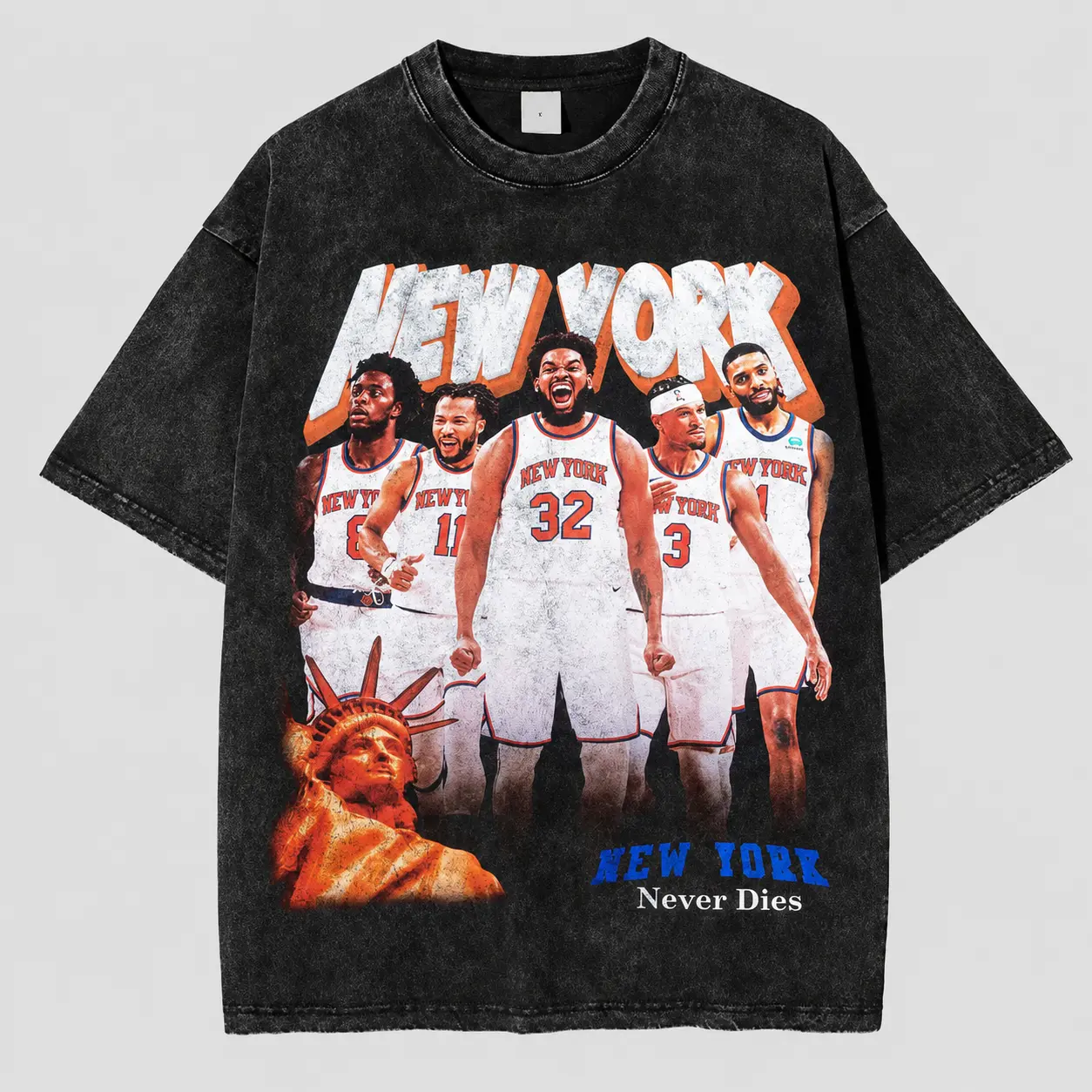 Jalen Brunson Josh Hart Towns OG Anunoby Wash Tee, New York Never Dies Wash Hoodie, Unisex Graphic Shirt, New York Basketball Fan Gift, Game Day Shirt, Gift For Him and Her