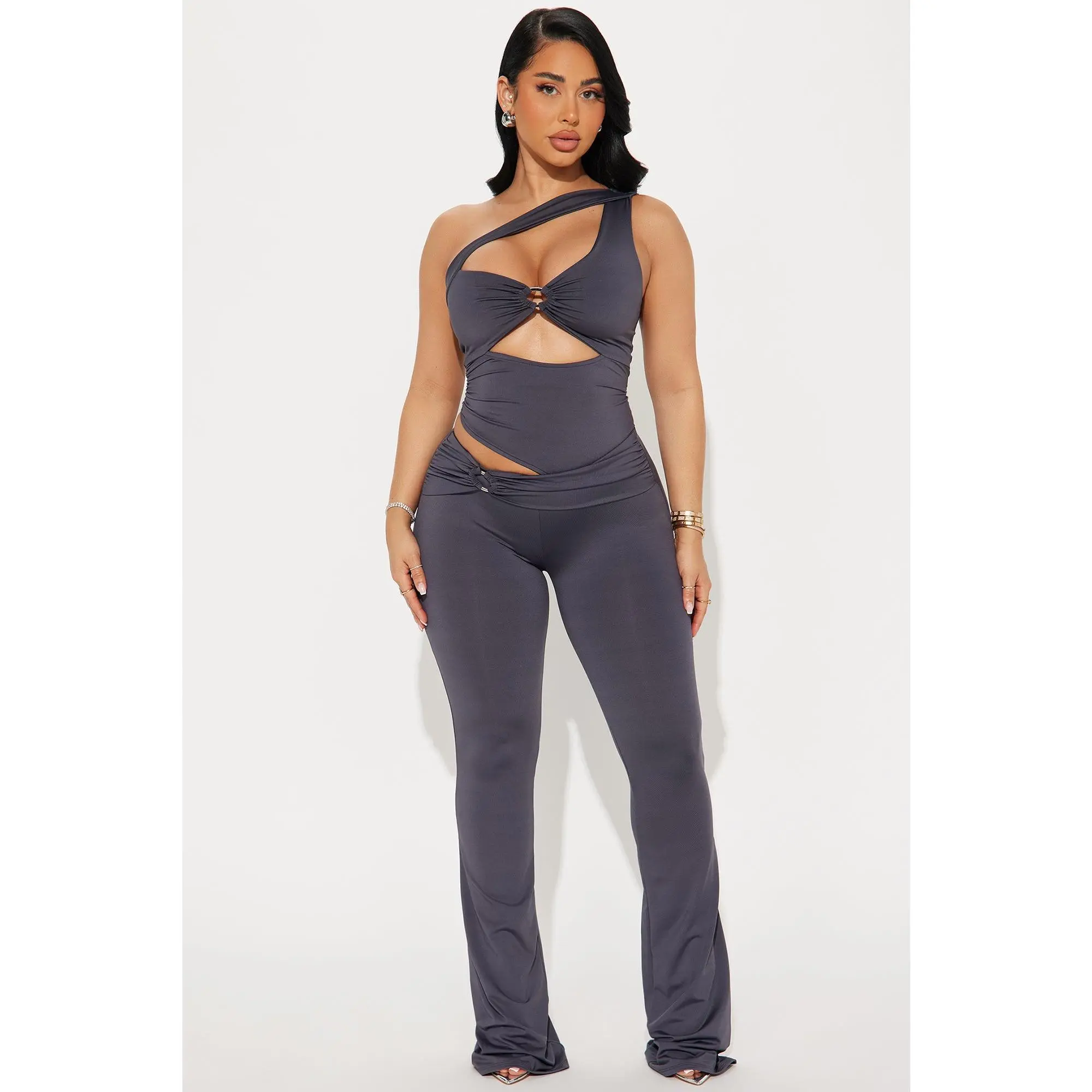 Lara Cut Out Jumpsuit - Charcoal Lara Cut Out Jumpsuit - Charcoal