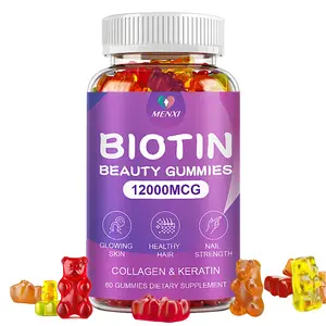 Biotin Gummies 60pcs Biotin & Collagen Gummies | Hypoallergenic, Gluten Free, Vitamin-packed Hair, Nail & Skin Care, 12,000mcg per capsule, 2 Year Shelf Life, Chewable