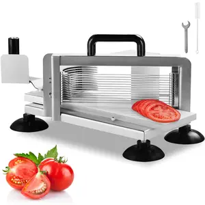 【Summervibes】VEVOR Commercial Tomato Slicer, 1/4 inch Tomato Cutter Slicer, Stainless Steel Heavy Duty Tomato Slicer Machine, Manual Tomato Slicer with Non-slip Feet, for Cutting Tomatoes, Cucumbers, Bananas Kitchen Utensils