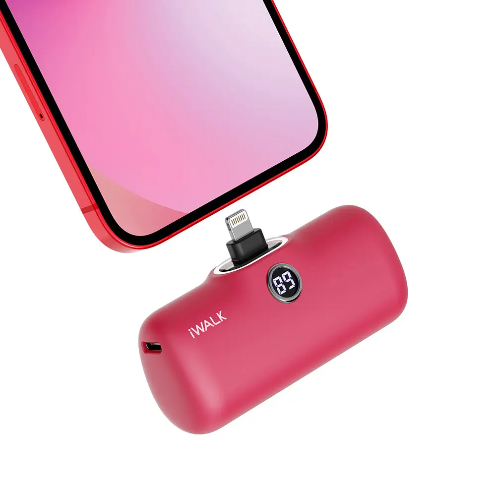 F12 iWALK Portable Charger 4800mAh Power Bank PD Fast Charging Small Docking Battery with LED Display Compatible with iPhone 14/14 Pro Max/13/13 Pro Max/12/12 Pro/11/X/8/7/6,Pink