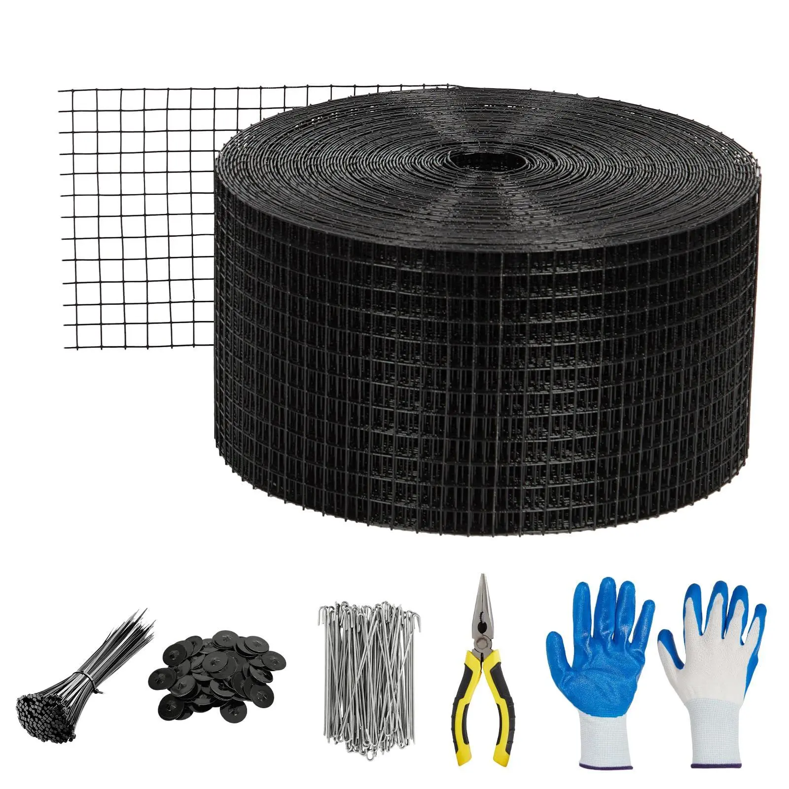 Solar Panel Bird Guard 8x100ft Rustproof PVC-Coated Critter Guard Roll Kit with 70 Fastener Clips, Galvanized Pigeon Mesh Bird Barrier for Roof Protection