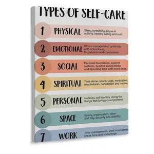 Mental Health Wall Art Therapy Office Decor Self Care Poster Framed Canvas Print Anxiety Relief Painting Picture Wall & Tabletop Decoration Gifts Landscape