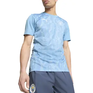 PUMA Mens Manchester City F.C. Pre Match Crew Neck Short Sleeve Jersey Casual - Blue