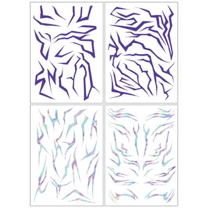 New Anime Huntress Witch Group Purple Makeup Tattoo Stickers, Demon Boy Group Full-Body Holographic Lightning Stickers - 4 Styles Birthday Christmas Halloween Easter 4th of July Valentine’s Day Back to School St. Patrick’s Day gift