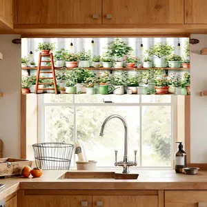 1pc Plant Stand Pastoral Style Kitchen Curtain, Fresh Natural Decor Valance, Ideal for Restaurant Balcony Coffee Shop Entrance, Home Enthusiasts' Choice