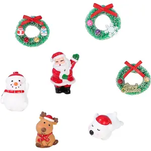 7Pcs Miniature Christmas Figurines, Miniature Christmas Figurines for Crafts,Christmas Micro Landscape Mini Figurine for DIY Snow Globes Crafts Winter Fairy Garden Dollhouse Decoration