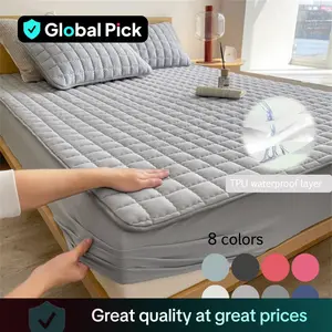 Solid Color Plaid Design Mattress Cover, 1 Count Waterproof Mattress Cover or 2 Counts Pillowcase without Filler, Waterproof Mattress Pad, Soft Mattress Protector for Bedroom, Valentine's Day Gift