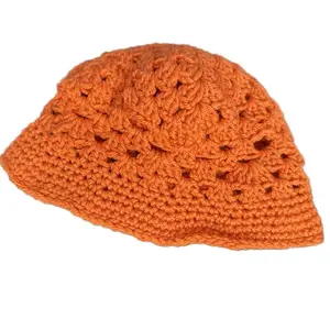 Orange granny stitch bucket hat