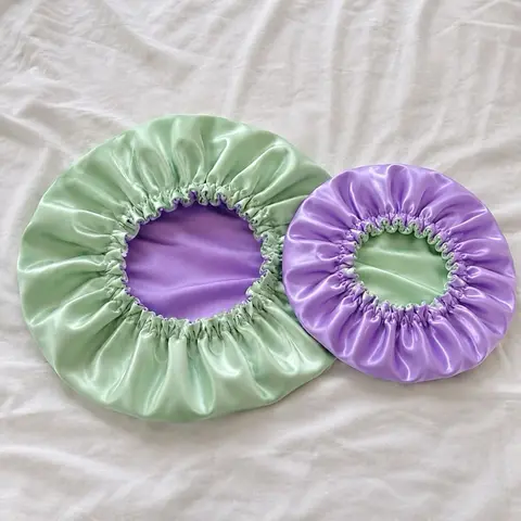 Handmade Sage Lilac Reversible Satin Bonnet