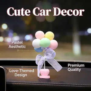 2026 New Macaron Color Balloon Car Ornament, Cute Heart Love Decoration, Style Dashboard Small Decor, Fresh Soft Car Interior