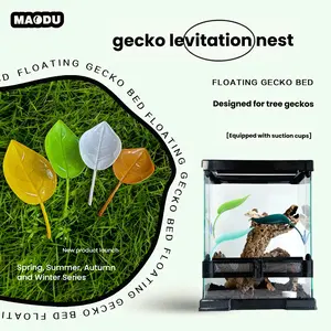 Reptile Hanging Hideout & Climbing Perch — Rainforest Terrarium Decor — Suitable for Crested Geckos, White's Tree Frogs, etc. — Suction-Cup Mounted Faux Plant