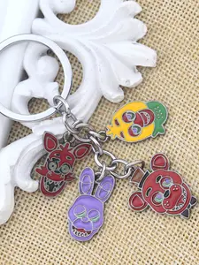 Creative Alloy Keychain Pendant Set, Cartoon Car Backpack Charm, Cute Multi-Piece Accessory, Bear Palace Oil-Drop Design, Trendy Cute Keychain, Keychain for Bags