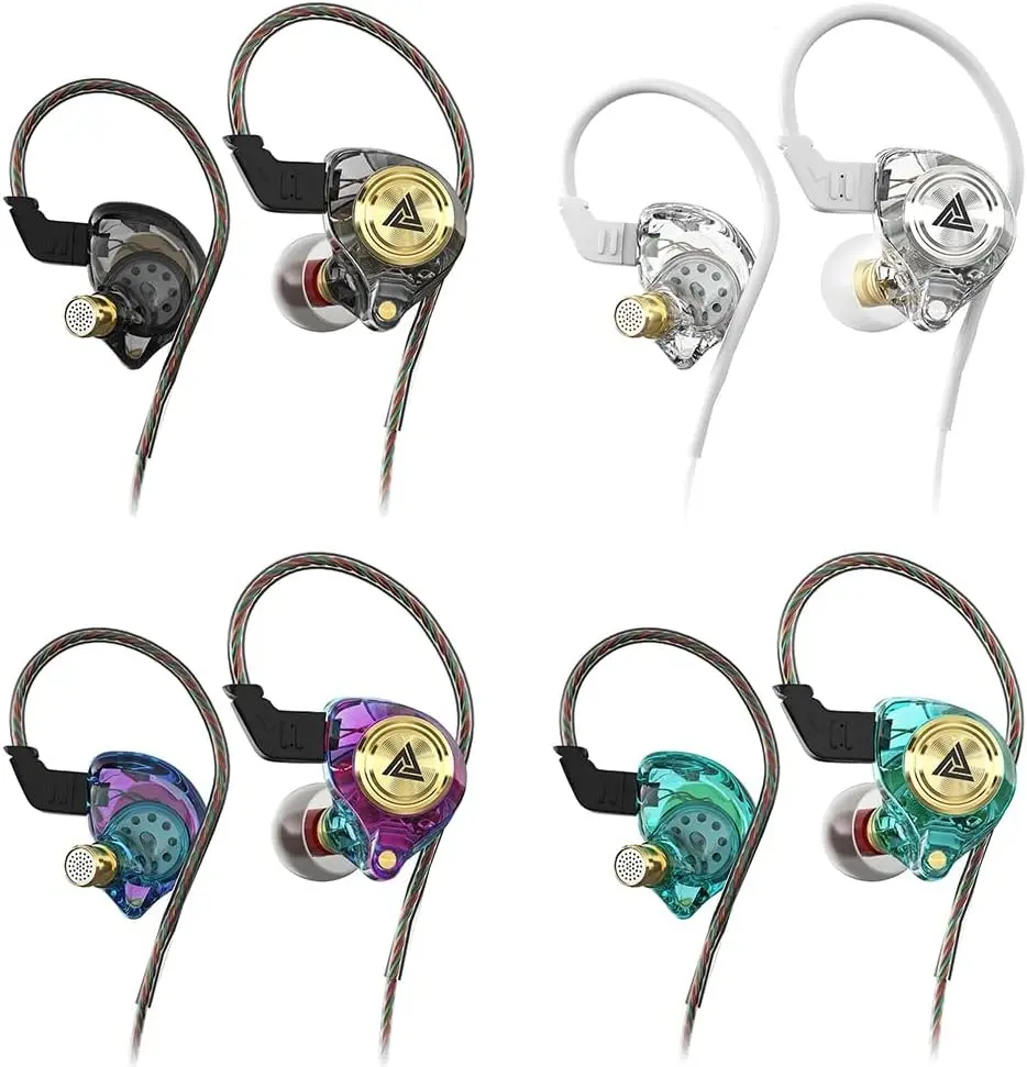 QKZ AK3 in Ear Monitor Headphones, Portable 3.5mm Wired Gaming IEM in-Ear Earphones Ear Buds, HiFi Stereo Headphone with 1DD 10mm Dynamic Driver, IEM for Music Gaming Video Calling Singers Musicians with Mic