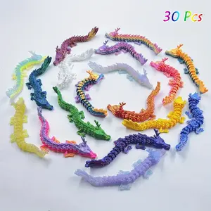 30pcs 3D Printed Mini Dragon Models, Ornaments, 5.1 Inches, Multiple Colors, Jointed Anime Figurines, Home Decor, Car Accessories, Gift Ideas