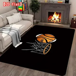 2D flat large best-selling velvet carpet, basketball dunk pattern for living room, hallway, bedroom, and game room modern home decoration carpet