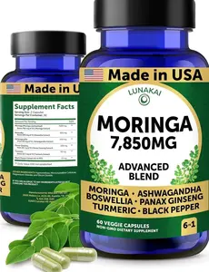 Lunakai USA Made Pure Moringa Capsules – Advanced Moringa Leaf Extract Supplement with Ashwagandha, Boswellia, Ginseng & Turmeric, 60ct