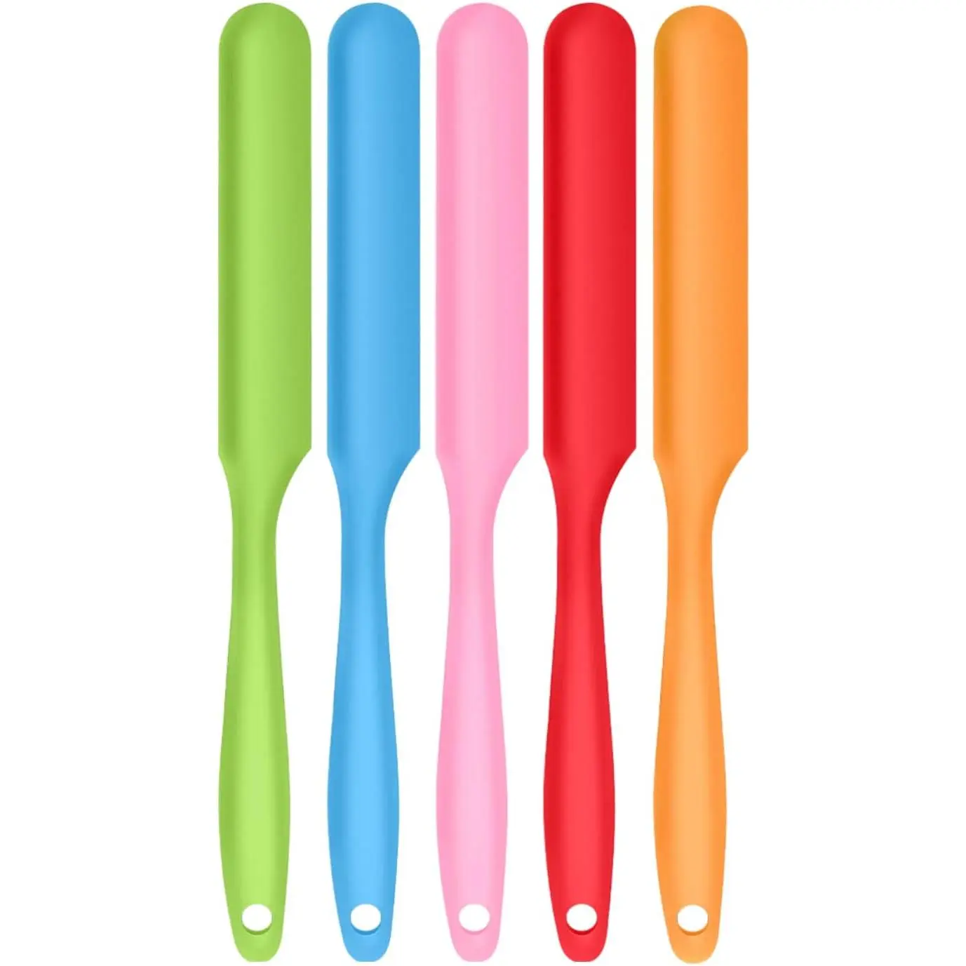 5-Count Stainless Steel & Synthetic Flat Blade Jar Spatulas Set, 9.8-In Non-Stick Heat-Resistant Bakeware Tools for Kitchen Cooking, Butter Spreading, 9.8" Long