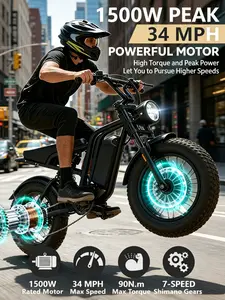 HEIHA 1500W All-Terrain Ebike | 34MPH Fast Electric Bike, 20×4.0 Fat Tires, 48V 15.6AH Battery, Shock Absorb Shimano 7-Speed E-Bike, Fathers' Day Gift Option for Outdoor Cycling Sports, Ebikes
