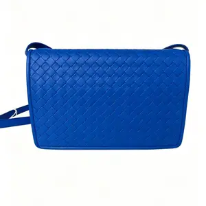 Pre-owned BOTTEGA VENETA leather Crossbody Bags Bright Blue Intreccio Crossbody Bag
