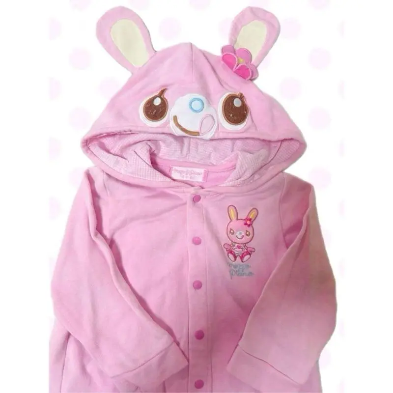 Japanese Cute Jacket Women's Clothes Embroidery Rabbit Ear Hooded Single-breasted Y2k Tops Casual Fashion Sweet Coats Ropa Mujer