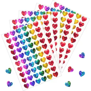 1800pcs 0.5inch Holographic Heart Stickers Glitter Tiny Hearts Sticker for Kids, for Valentines Day Love Decorations, Award Charts, Scrapbooking Crafts, Student Planner (Rainbow)