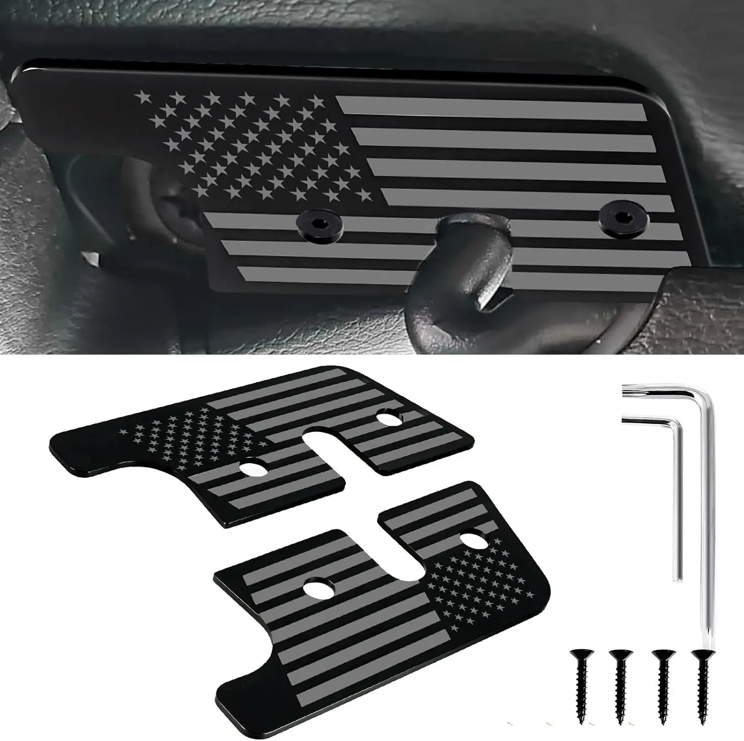 Upgraded 2 count Sun Visor Repair Kit, Alloy  Flag Sun Visor Clips Compatible with   JK 2018,JL 2018-2023,2020-2023 Gladiator Accessories. (Grey)