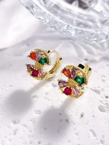 Fashion Colorful Artificial Zircon Decorated Hoop Earrings, Elegant Jewelry for Women, Trendy All-match & Exquisite Jewelry for Birthday Gift