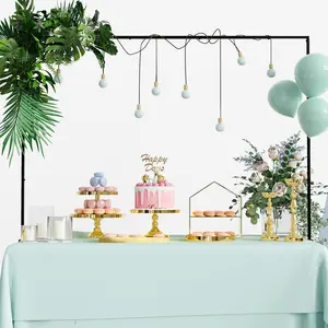 Over The Table Rod Stand with Clamps Adjustable 13''-42'' Tall 29"-98" Length Black Table Arch Hanging for Wedding Birthday Party Halloween Christmas