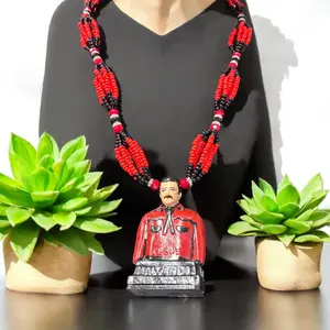 Necklace For Malverde Red / Mazo Para Malverde Rojo Gold Plated Amulet Matelasse Chain