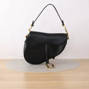 Pre-owned Dior Calfskin Shoulder Bags Saddle Flap Black