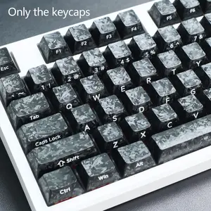 Carbon fiber pattern keycaps, forging carbon texture, side-engraved characters, opaque characters, PBT material, compatible with 6.25U space bar 61 63 64 68 75 81 84 87 98 99 100 104 108