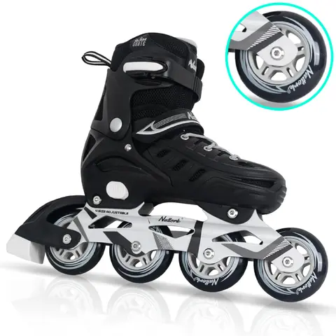 Nattork Youth & Young Adult Adjustable Inline Skates, 4 Size Expandable 84-90MM Large PU Wheels, Breathable Vent Shell, Casual Fitness Blades for Teens & Young Adults, Indoor Outdoor Sport