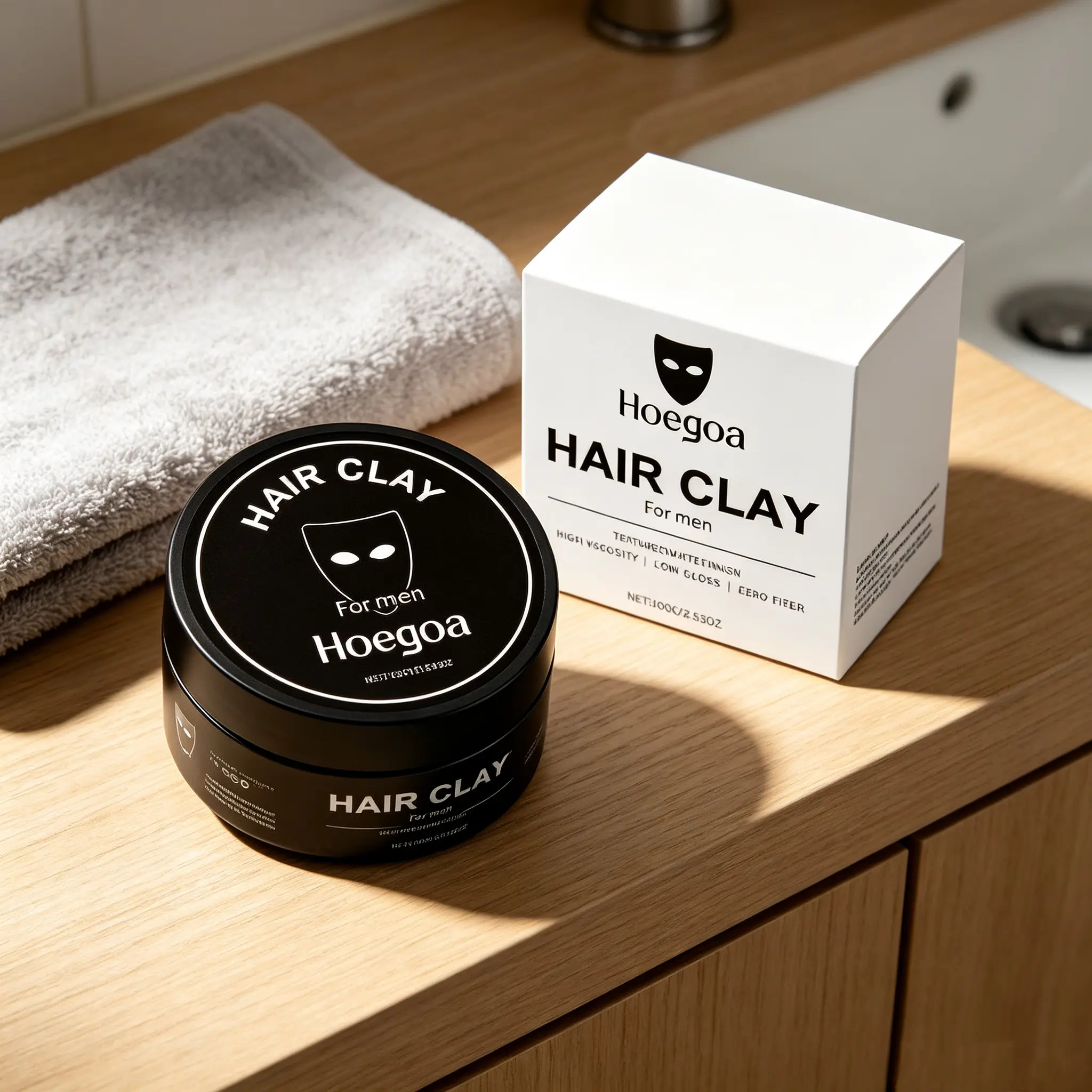 Men's Texture Clay Hair Styling Product - Silky Texturizing Volumizing Fine Haircare, Strong Hold, Matte Finish, Smooth Shine, Voluminous Hair, Includes Sea Salt Spray & Dehydrated Gel