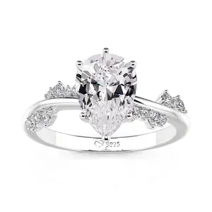Jeulia Pear Solitaire Engagement Ring Sterling Silver